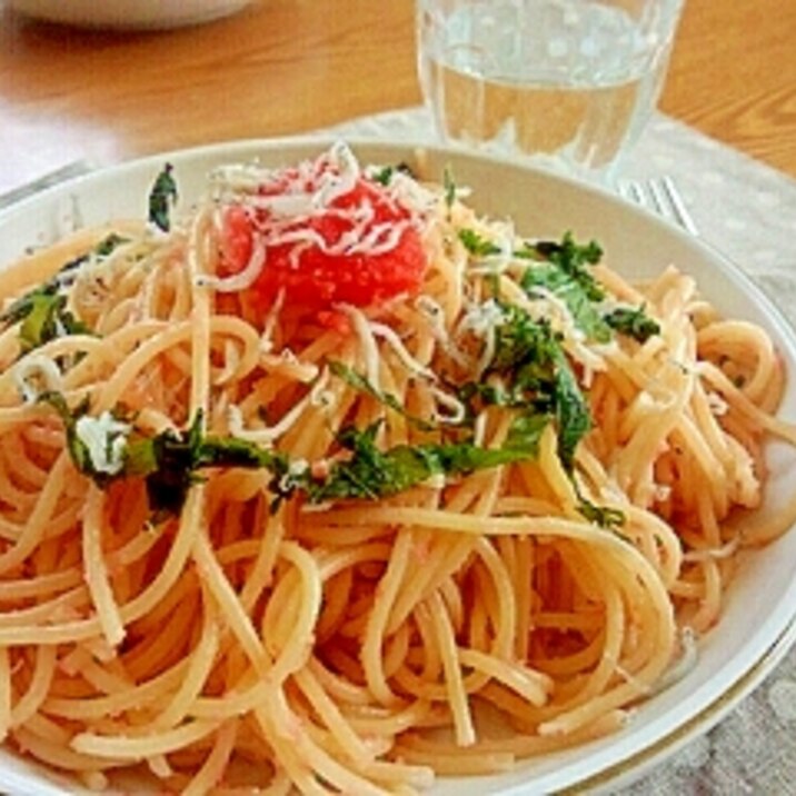 カルシウム補給！しらす明太子スパゲティ